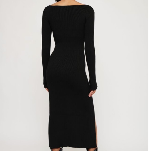 Dynamite Bardot Sweater Dress Black - Picture 4 of 4